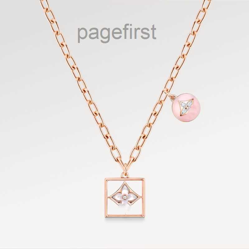 Designer With Box Classic Pink Flower Pendant Necklaces Rose Gold Stainless Steel Plated 18K Luxury Necklace for Women Girl Valentines Day Engage