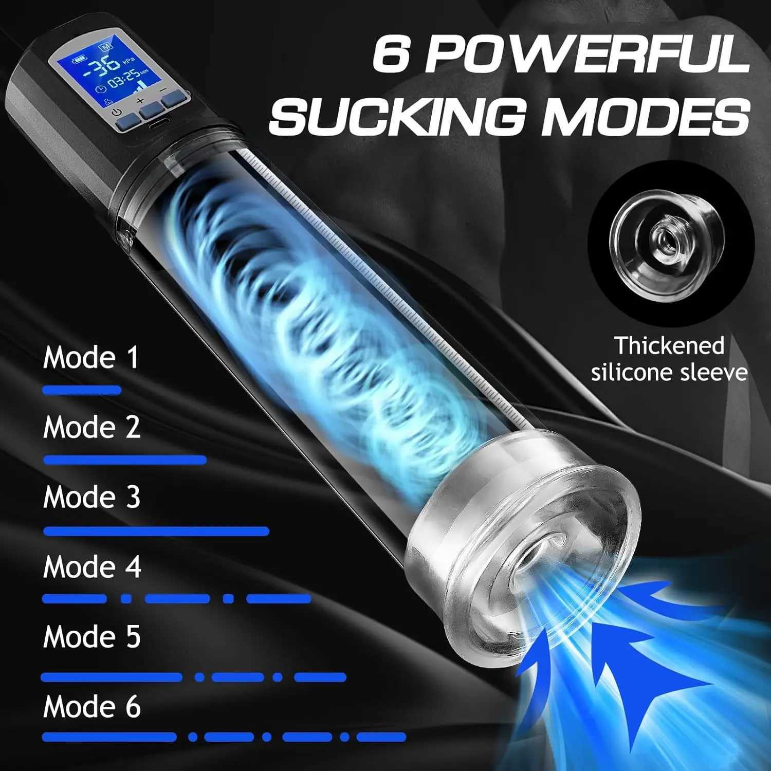 Other Health Beauty Items For Men 6 Powerful Sucking Modes LCD Display Electric Vacuum Penis Enlargement Extend Training Pump For Men Q241019-image-1027918787