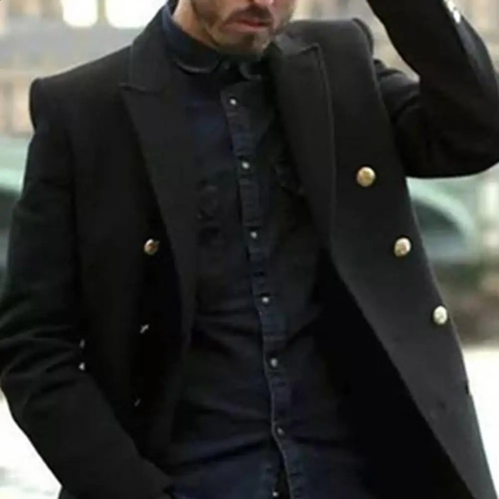 Single-Breasted Top Wool Blend Coats Mens Fashion Jackets Winter Warm Outerwear Englands Style Long Pocket Overcoats 241019