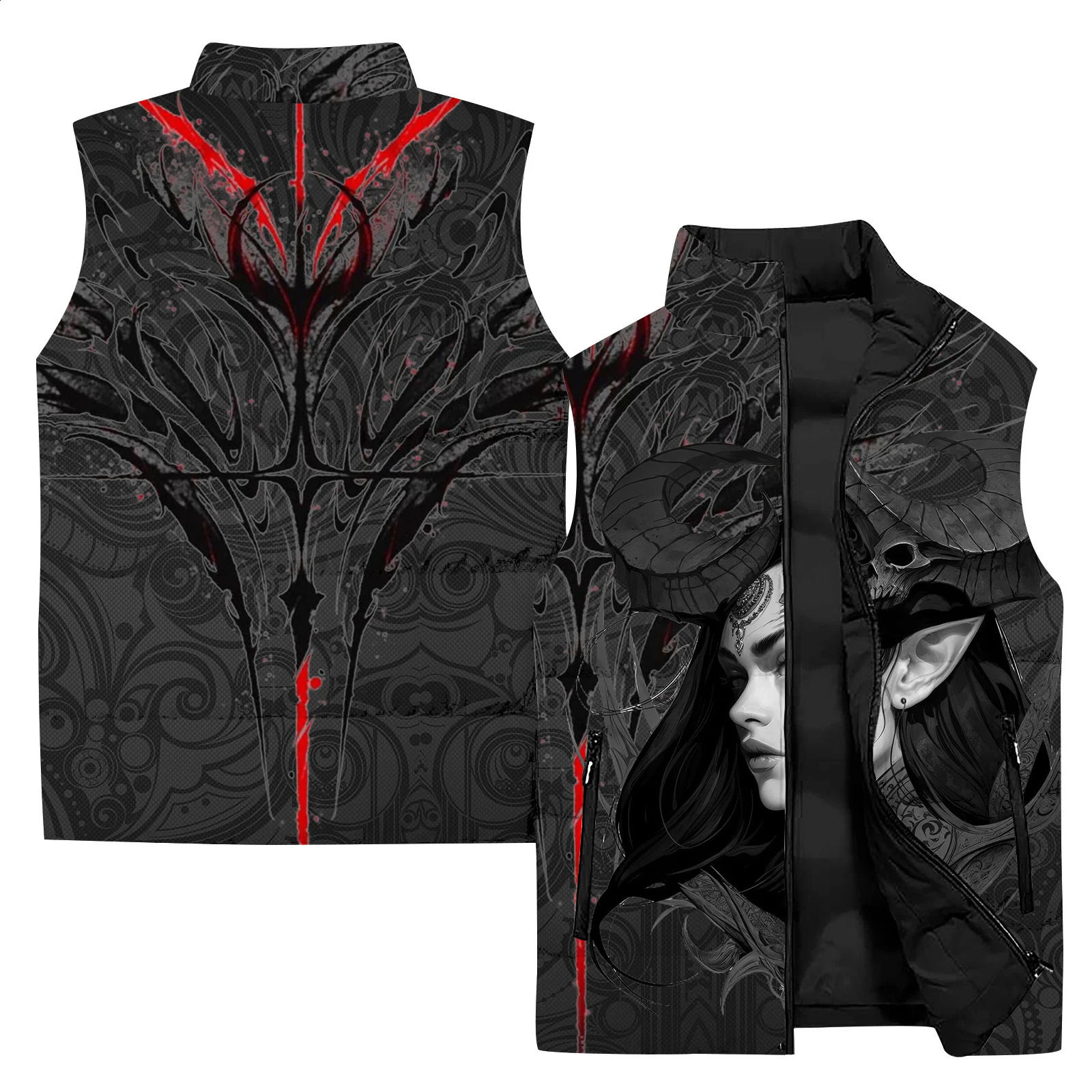 Goddess Mens Clothing Warmth Working Vest Witch Trend Fashion Durable Jackets Man Winter Beauty 3D Printing High Quality Vests 241017