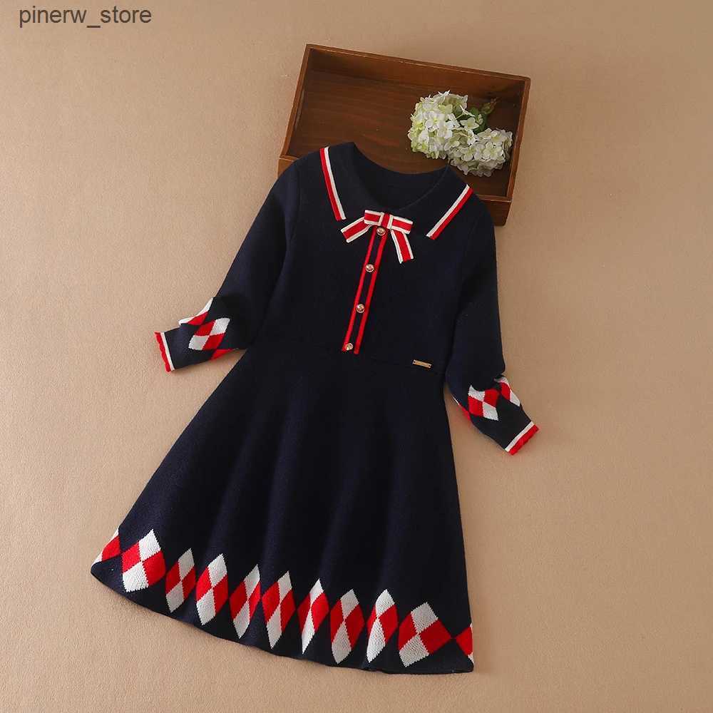 Robes de fille Nouveau style d'automne pull chaud pour enfants tricoté robe de princesse à manches longues pour les filles âgées de 5 à 12 ans L2