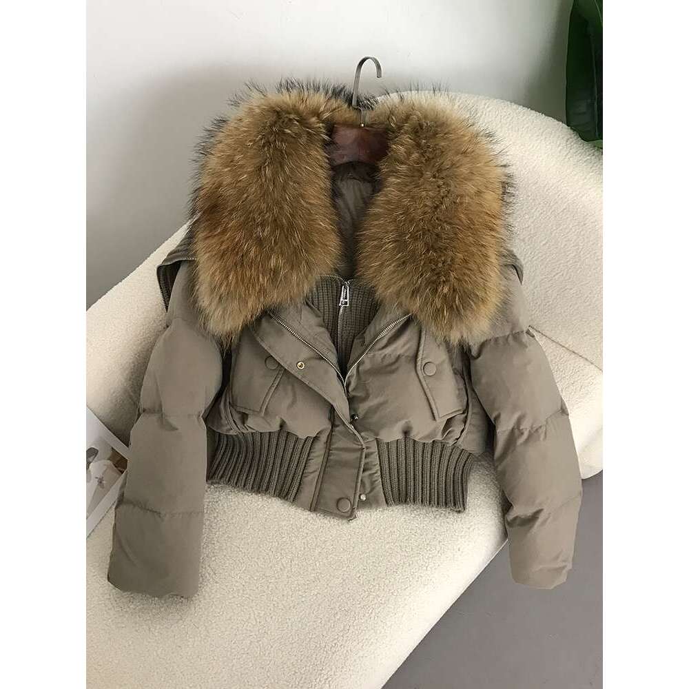 OFTBUY 2023 Natural Real Raccoon Fur Collar Winter Women White Duck Down Short Jacket Female Thick Warm Coat Outerwear