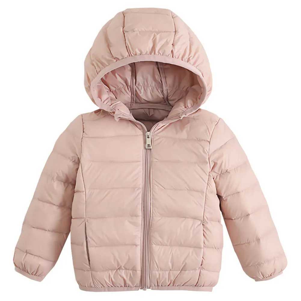 Kids Down Jacket White Duck Down Boys Winter Coat Lightweight Warm Hooded Simple Girls Candy Color OuterwearXJ241021