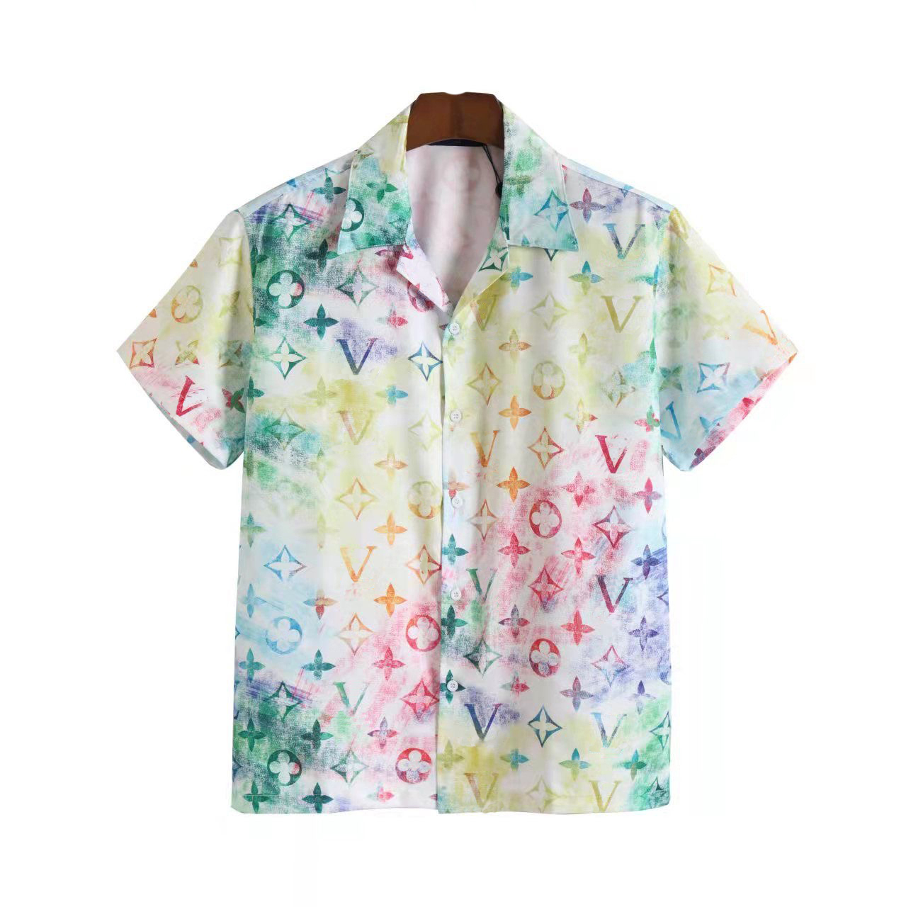 Mens designer luxury dress Shirts silk Shirt Luxury Clothes Short Sleeve letter clowers print Casual Summer collar mens mix colors Size M-3XL A39
