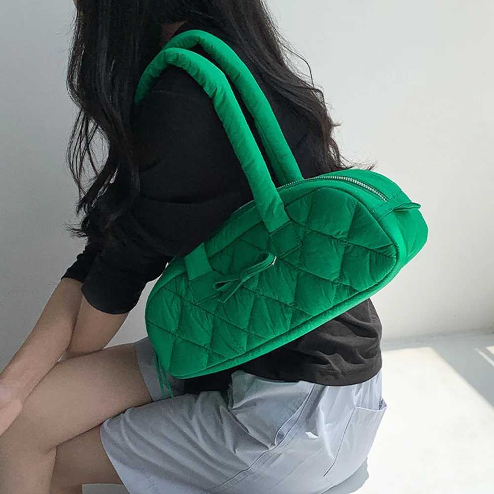 CMM Quilted Nylon Underarm Bag Women Shoulder with Inner Pockets Satchel Purse Puffer for Shopping Work Travel 241021