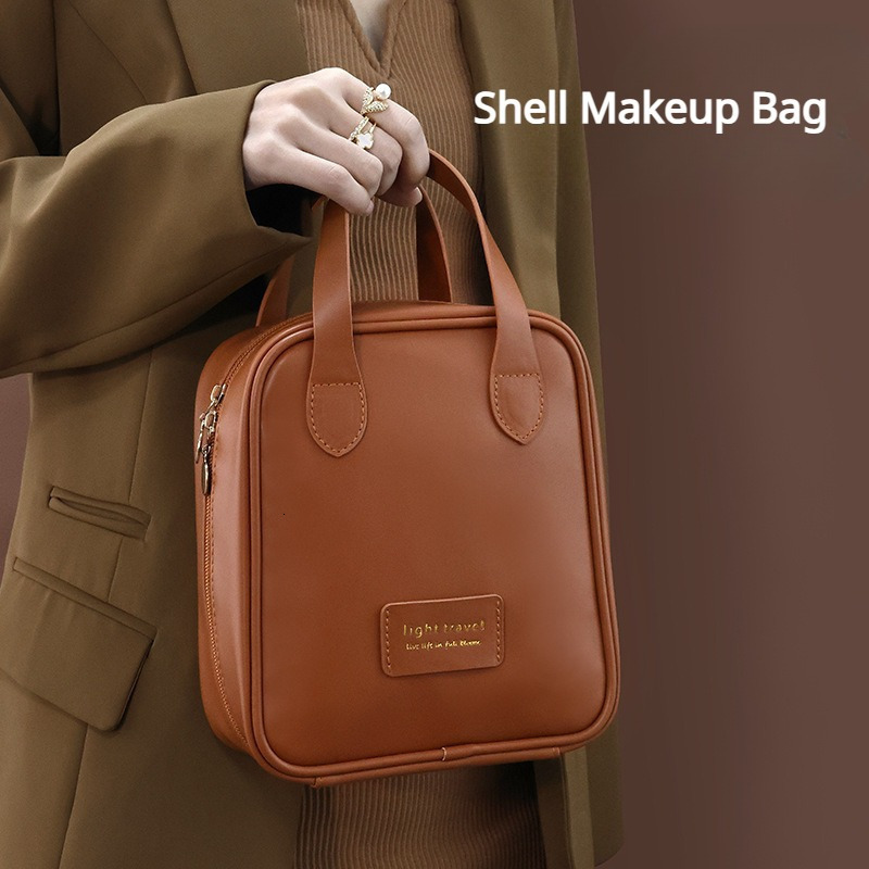 New designer handbag large capacity handbag trendy double casual zipper portable makeup bag retro travel trend home waterproof shoulder