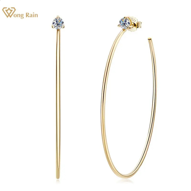 Wong Rain 100% 925 sterling silver VVS1 D color genuine silica diamond Hyperbole large ring earrings exquisite jewelry with GRA 241021