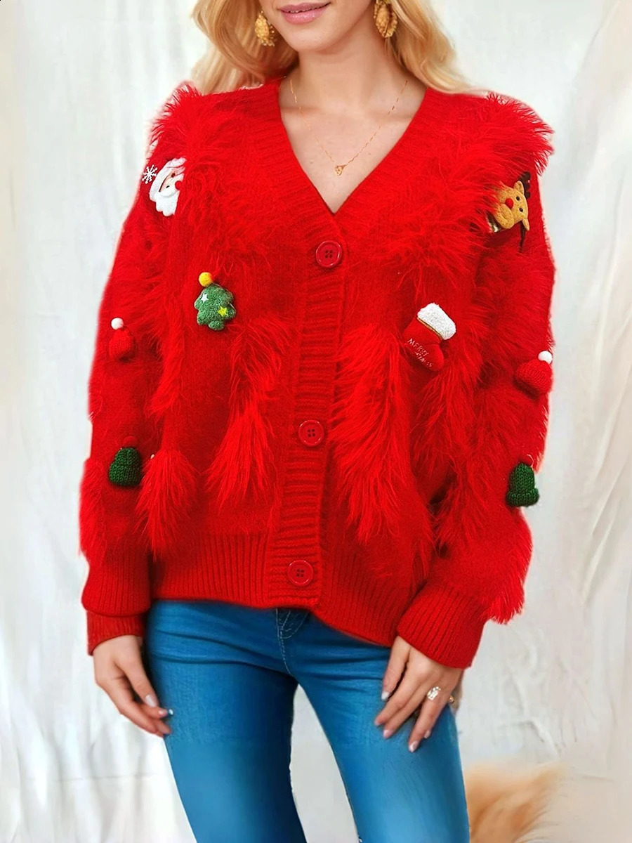 Pull en laine de Noël pour femmes Pull à manches longues à manches longues à manches longues à manches longues à manches longues 241021