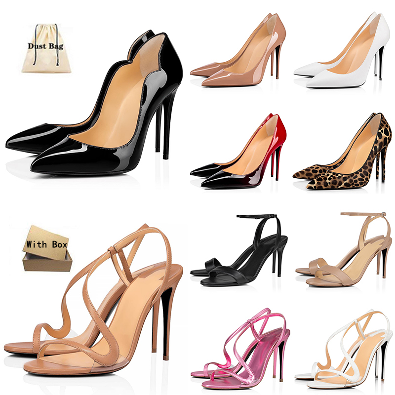designer heels women shoes red bottoms shoes Peep toes Red Sandals 6cm 8cm 10cm 12cm Black white Nude Patent Leather Red Shiny Bottoms Pointed Toe h