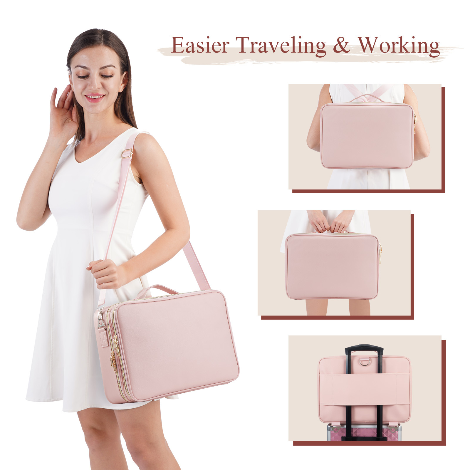 new model New designer trend professional makeup bag oversized train box brush storage fashion bag wrap nail artist