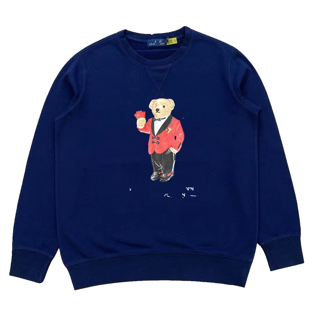Designer Men's Blue Teddy Bear Print Sweatshirt - Pullion d'hiver avec manches longues pour une usure décontractée (tailles S-2xl)