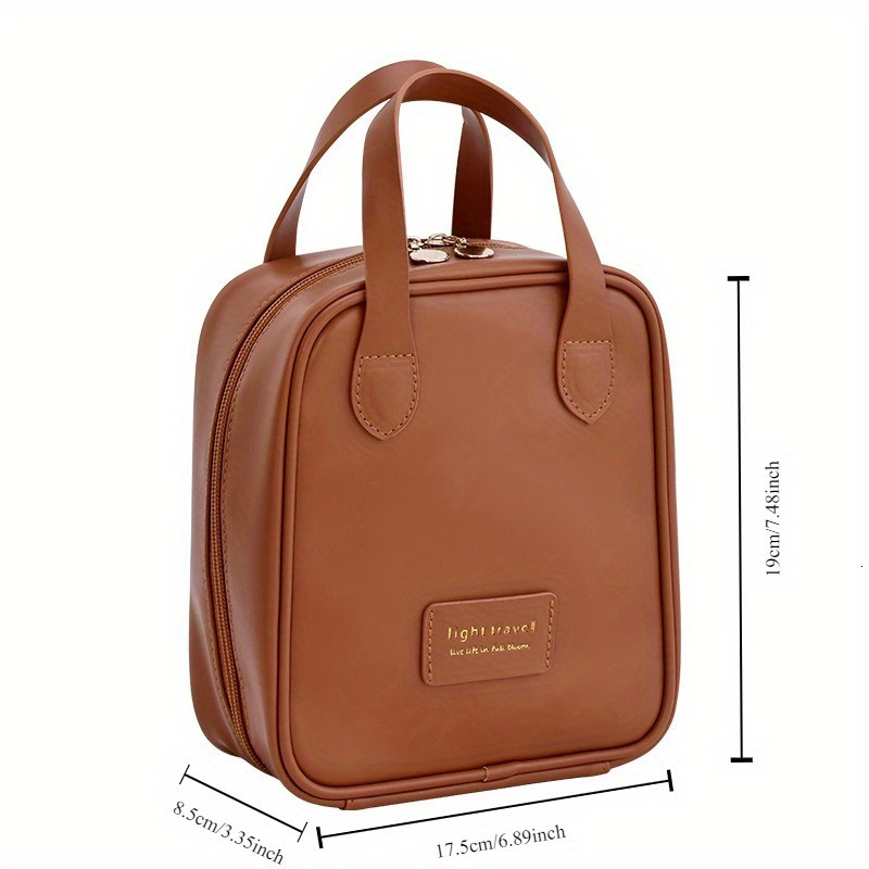 New designer large capacity handbag, trendy double casual zipper portable makeup bag, retro travel home waterproof bag, shoulder bag