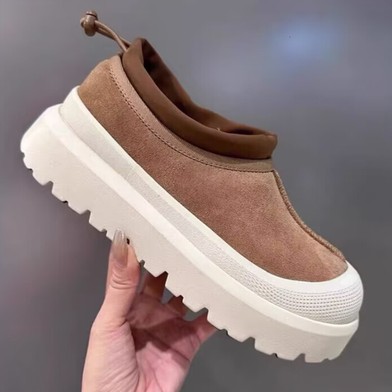 Couples soled snow boots for womens in winter 2024 sheepskin and wool integrated with thick fleece warm cotton shoes bread shoes