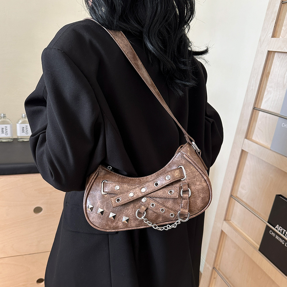 new model New designer women s PU trend leather small handbag Y fashion bag K retro shoulder bag brand armpit wallet cool girl high wrap quality