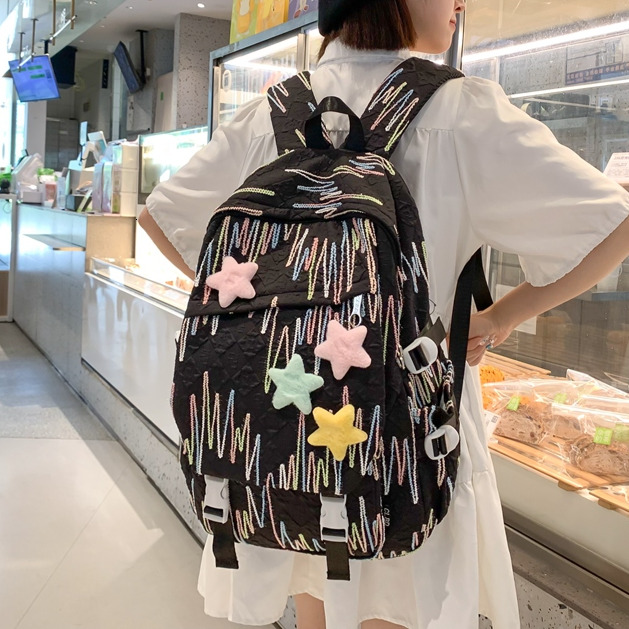 trend new model wrap New designer backpack with large capacity star decoration for teenagers trend Korean version fashionable aesthetic