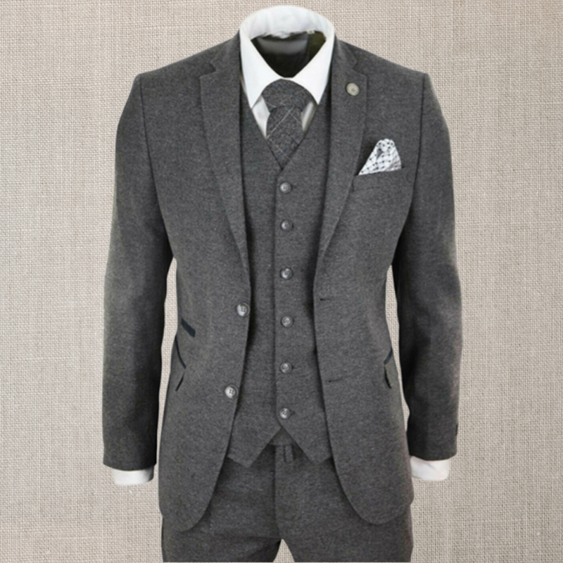 Costumes formels en laine pour hommes veste d'affaires slim 3 pièces Hiver 3 pièces avec pantalon de gilet