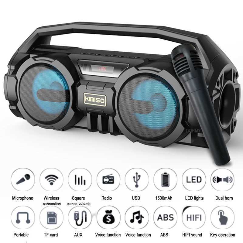 Loudspeaker box Powerful Bluetooth Speakers Hifi EQ Wireless Subwoofer Home Theater MP3 Player Radio Karaoke With Microphone Super Bass Boom Box-image-1027371424