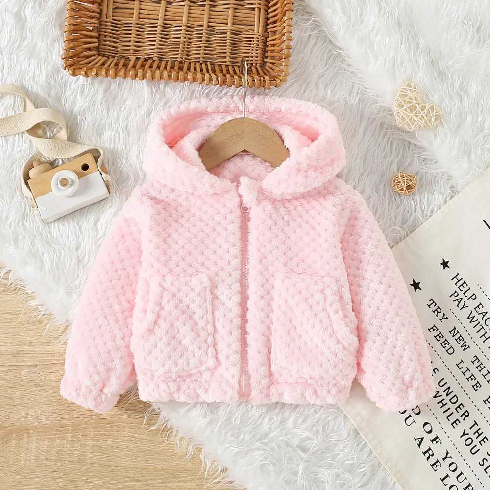 Nouveaux produits d'hiver pour enfants, pulls à capuche de couleur unie pour garçons et filles, veste avec protège-oreilles debout, CL241021