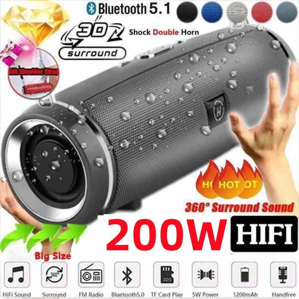 Loudspeaker box Portable IPX7 Waterproof Outdoor HIFI Column Speaker Wireless Bluetooth Speaker Subwoofer Stereo Sound Box FM Radio TF Boom box C-image-1027382845