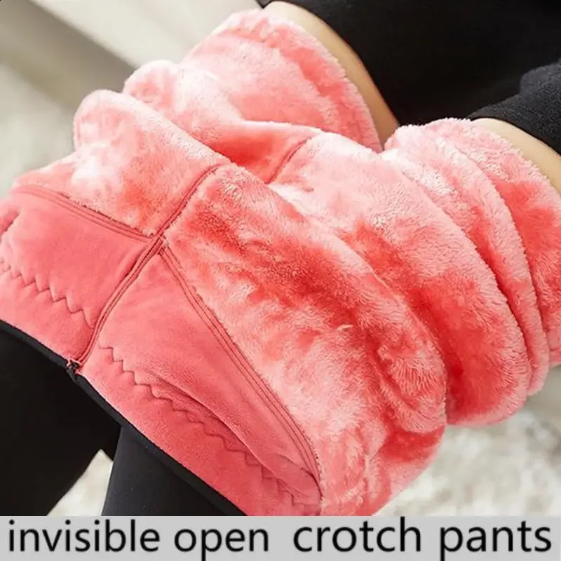 Pantalon d'entrejambe ouvert avec doublure en laine d'hiver et jambes épaisses à double fermeture à tête invisible Perfection pour les couples da