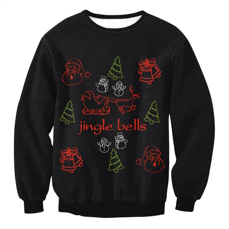 Sweat à capuche imprimé de Noël à la mode et amusant à sweat à sweat et pull O