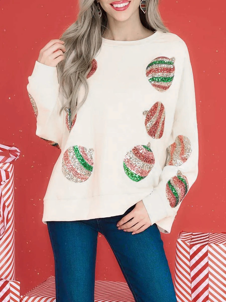 Pull de Noël pour femmes avec ballon à balles à paille