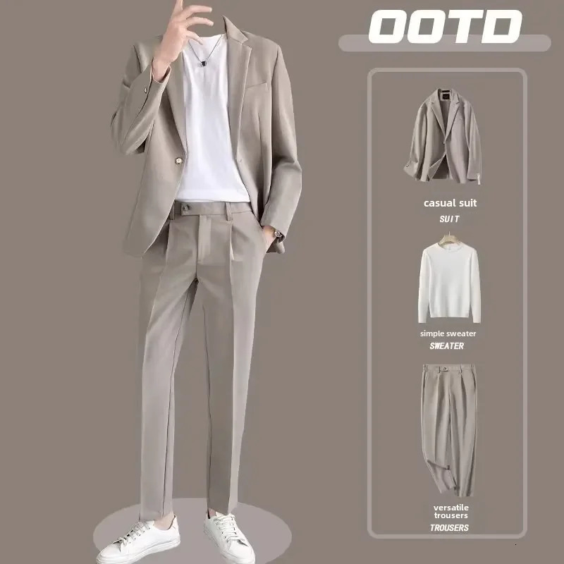 La veste de sport pour hommes de style occidental occasionnel est léger et lâche adapté aux affaires coréen version professionnelle perte de poid