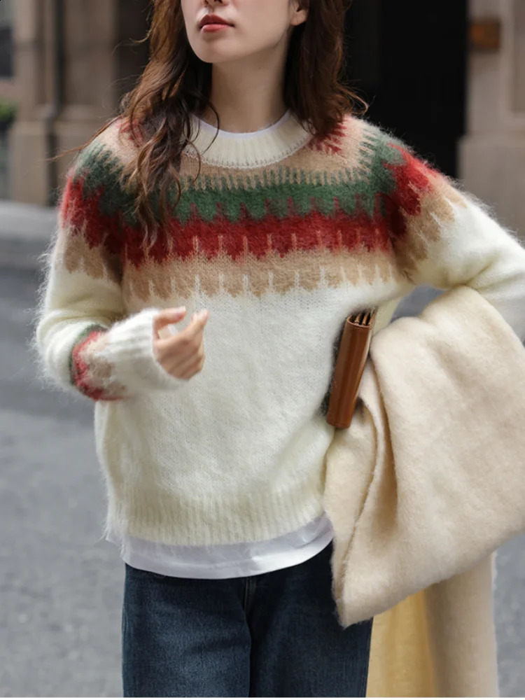 Pull rouge de Noël automne / hiver Collection de style paresseux