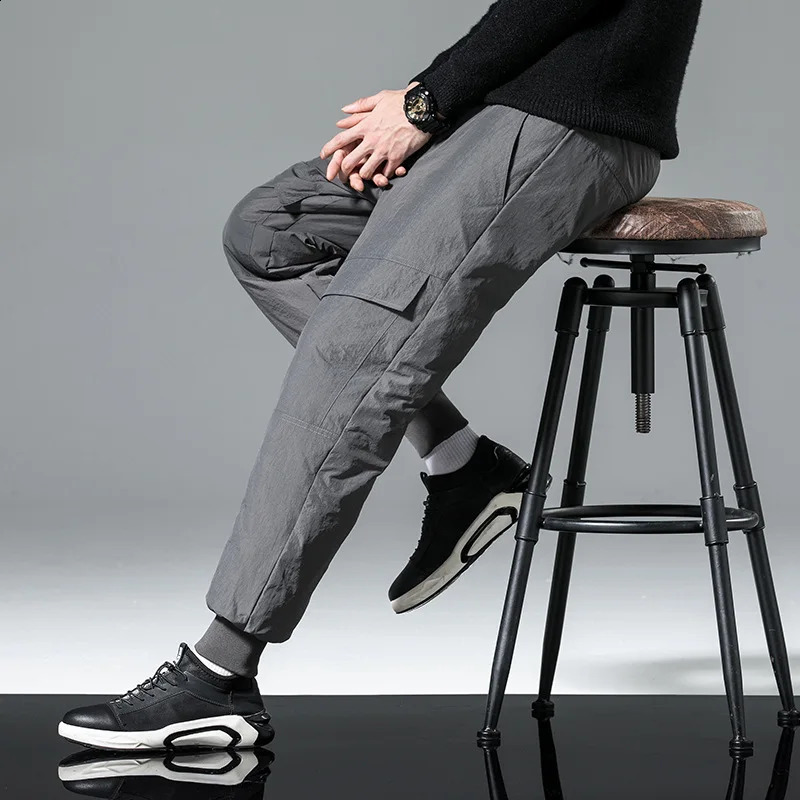White Duck Down Padded Winter Warm Pants Men Black Grey GREEN Thermal Sweatpants Sportswear Casual Joggers Male Trousers 241017