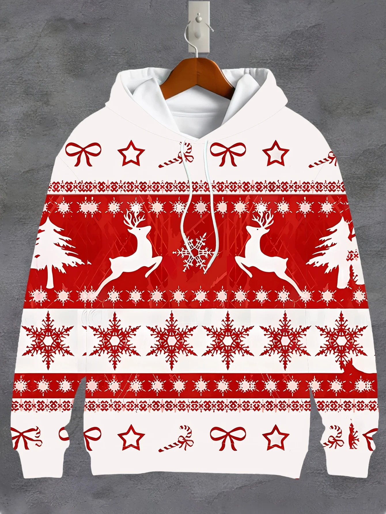 Mens hooded sweatshirt 3D printed fun Christmas themed sweater dress sportswear long sleeved top casual mens wear 241022