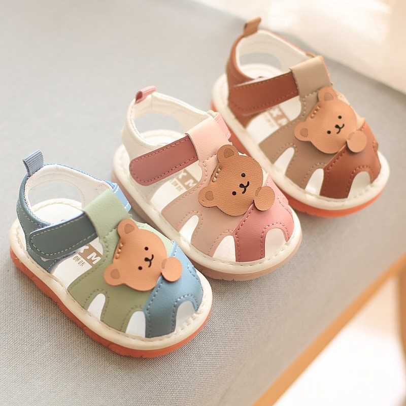 Sandals Summer boys' and girls' baby shoes 1-2 years old baby call shoes boys will sound soft soled toddler shoes sandals H241022-image-992571288