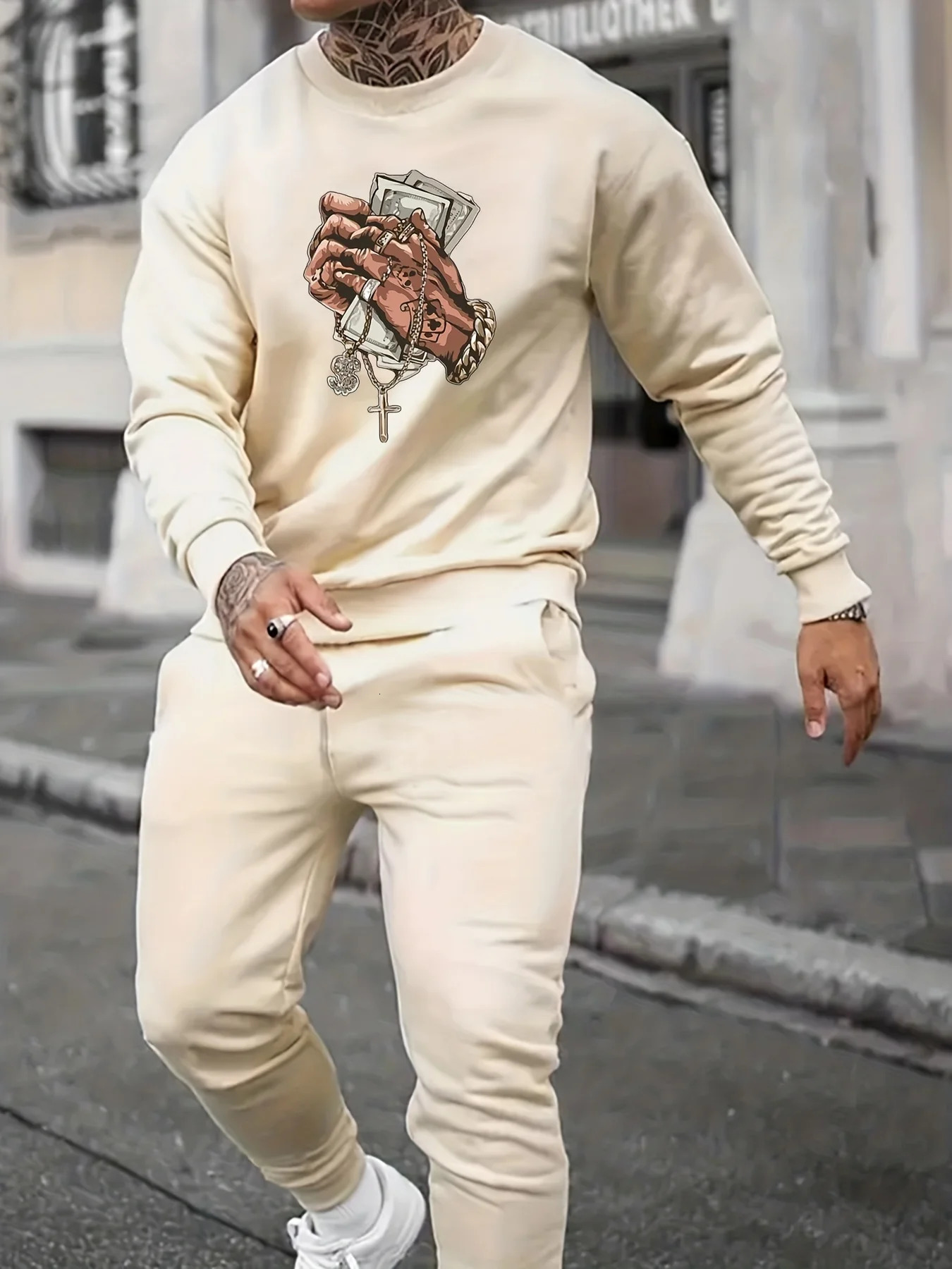 Mentins automne et pull d'hiver Ensemble de mode moelleux pour hommes décontractés à sweat à capuche à fermeture éclair respirant 241022