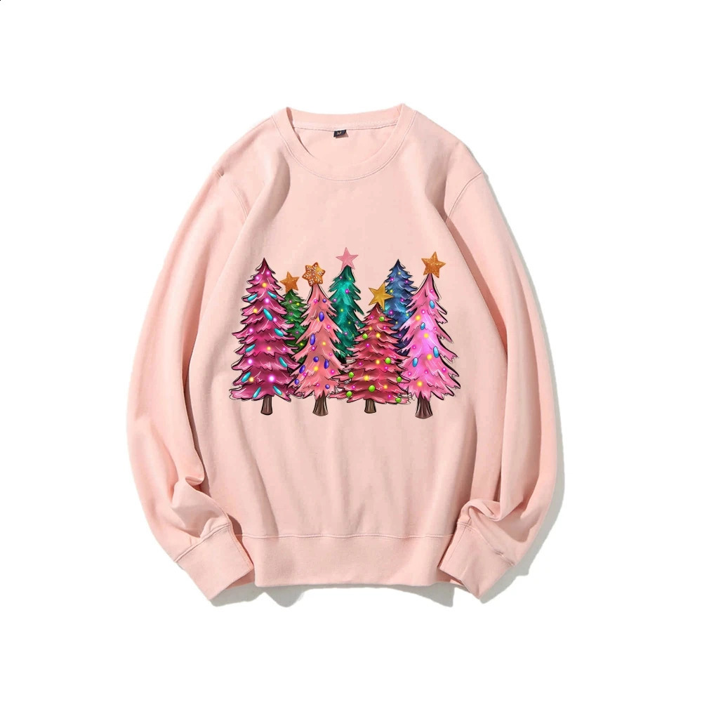 Pink de Noël Pull de Noël arbre de Noël Parachute Famille Match de Noël Sweater Fêtes Gift Gift Hoodie Femme Femme 241021