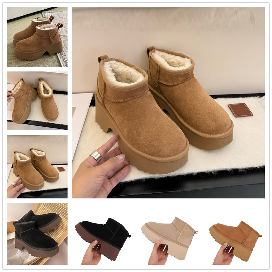 Bottes de neige chaussures de chaussures de cheville courte les bouts de créateurs model fashion glisser sur châtaignier sable de sable noir mout