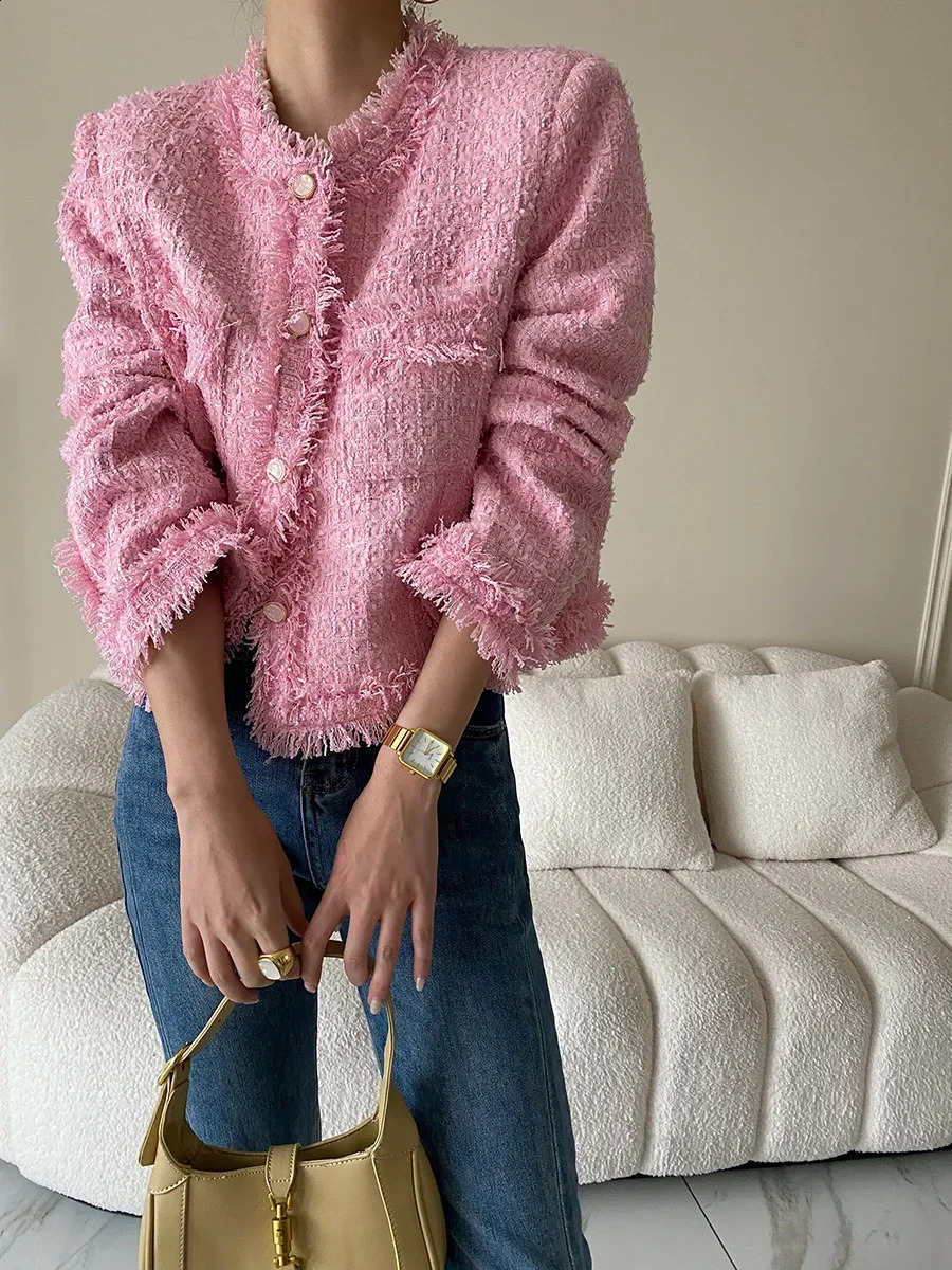 Tassel Edge Shoulder Jacket Short Sleeve Appearance Early Spring Jacket Winter Jacket Womens Harajuku 241019