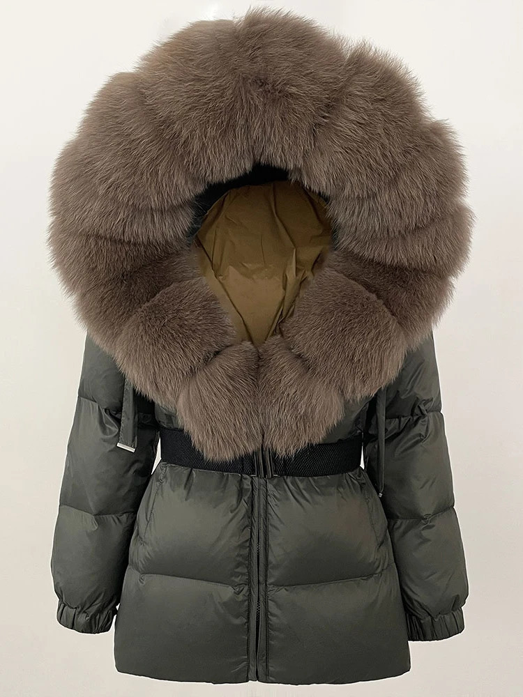 OFTBUY Thick Warm 90% White Duck Down Coat Winter Jacket Women Real Natural Fox Fur Collar Hooded Female Streetwear Casual 241022
