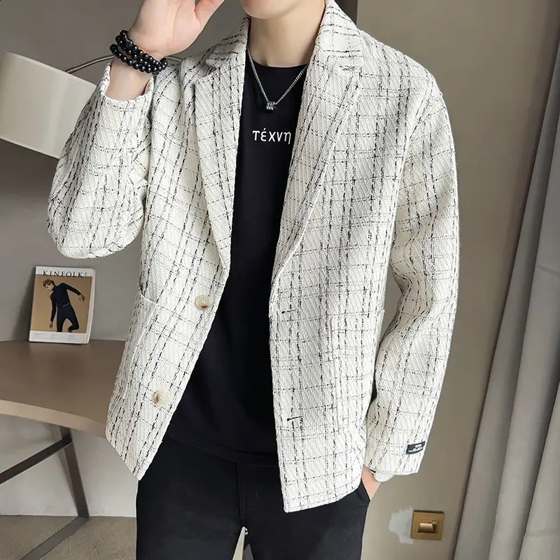 Xiaoxiangfeng costume pour hommes veste robuste et belle version coréenne ultra-mince ajustement beau costume unis tissé 241021
