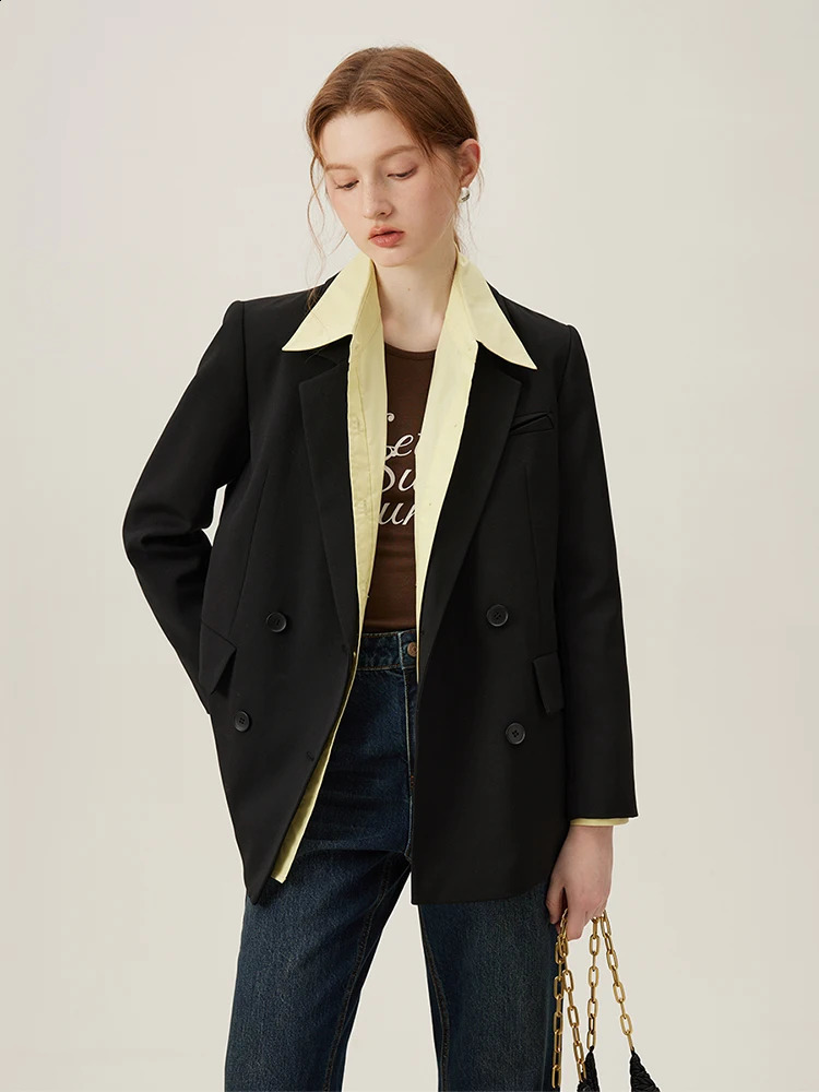 FSLE Womens Black Jacket Office Womens Jacket Spring Autumn Ultra fine Jacket Womens Elegant Business Jacket Z210024 241021