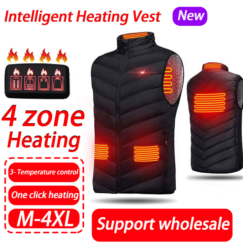 4 Heated Vest Zones Electric Jackets Men Women Sportswear Coat Graphene Heat USB Heating Jacket For Camping w241021