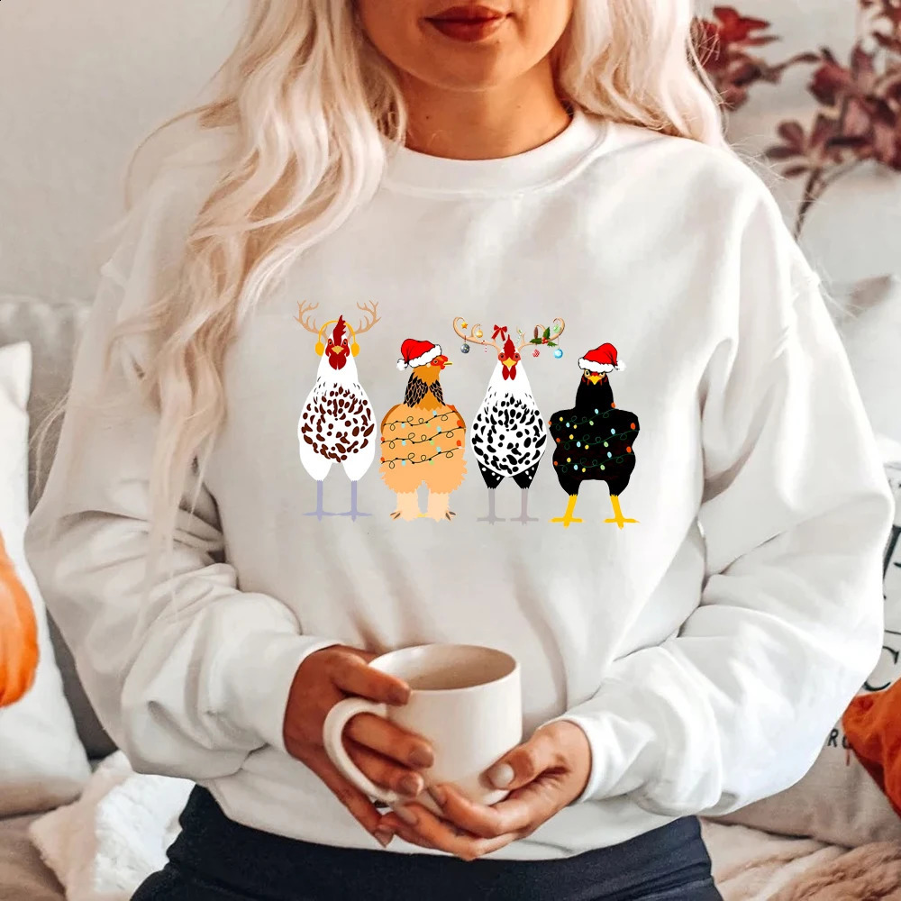 Poulable de poulet amusant Pull de poulet Chariot Animal Fun Animal mignon agriculteur Sweat à capuche Christmas Country Shirt Farm Gift 241022