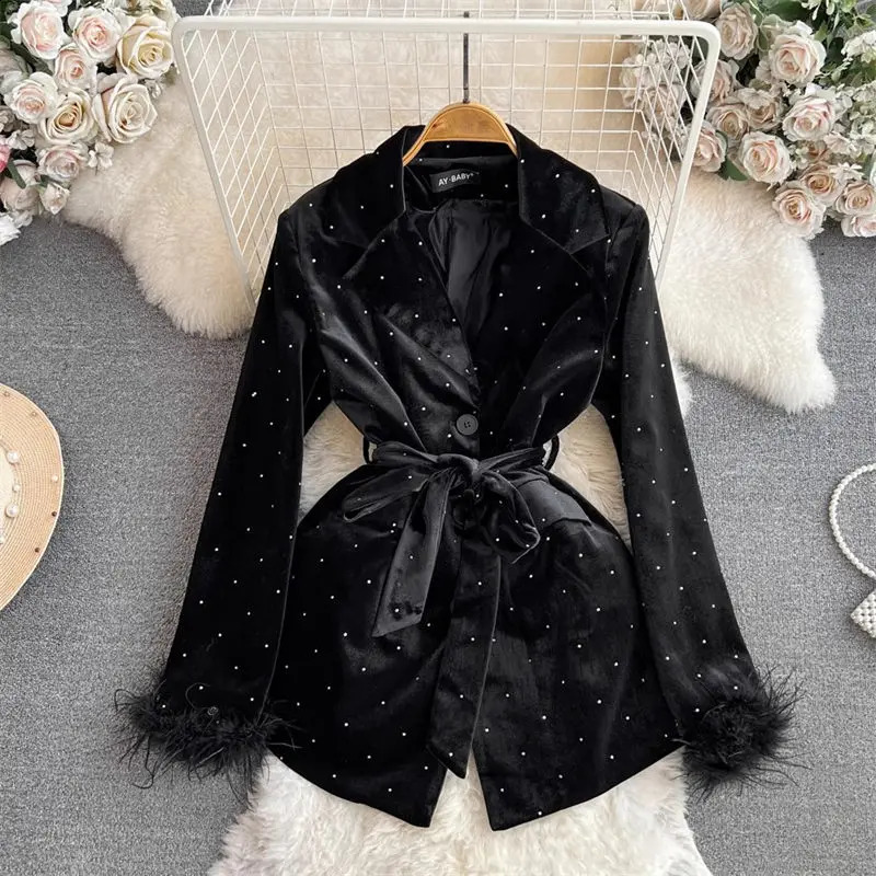 Veste en velours diamant en automne et hiver