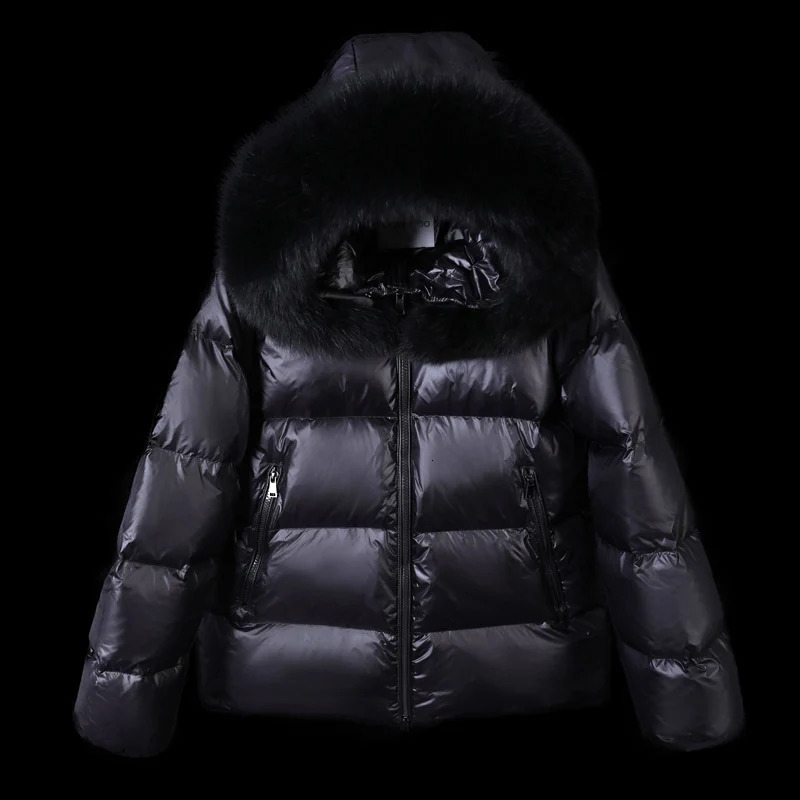 Maomaokong Winter Female Parkas White Duck Down Jacket Real Fox Fur Collar Hooded Warm Womens Feather Coat Outwear 241022