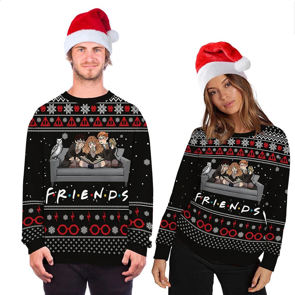 Pull de Noël laid Fun 3d Pull imprimé à la mode Unisexe Style Sleeping Sweater Automne Fun Christmas Party 241021
