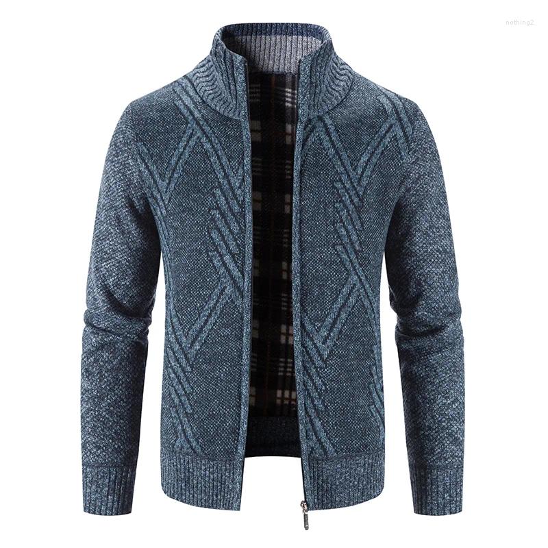Pulls pour hommes Pull classique Manteau Casual Turn-Down Cardigan Fashion Stripe Zipper Up Manches longues Veste en polaire thermique