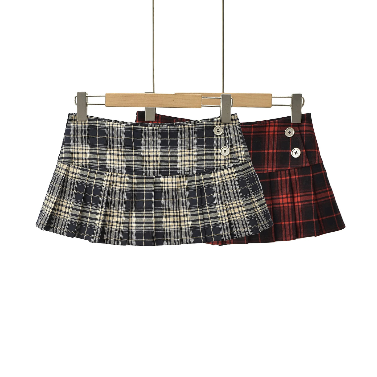 Mini jupe d'été pour femmes jupe à plaid de mode rétro-coréen femme y2k jupe à plaid rouge plissée Style préparatoire 241021