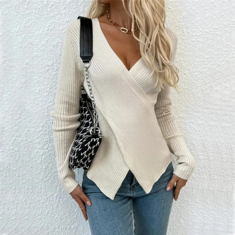 Les pulls du printemps et de l'automne pour les femmes tricot décontractées en daim brossé les pulls élégants y2k tops streetwear à la mode Vêtem