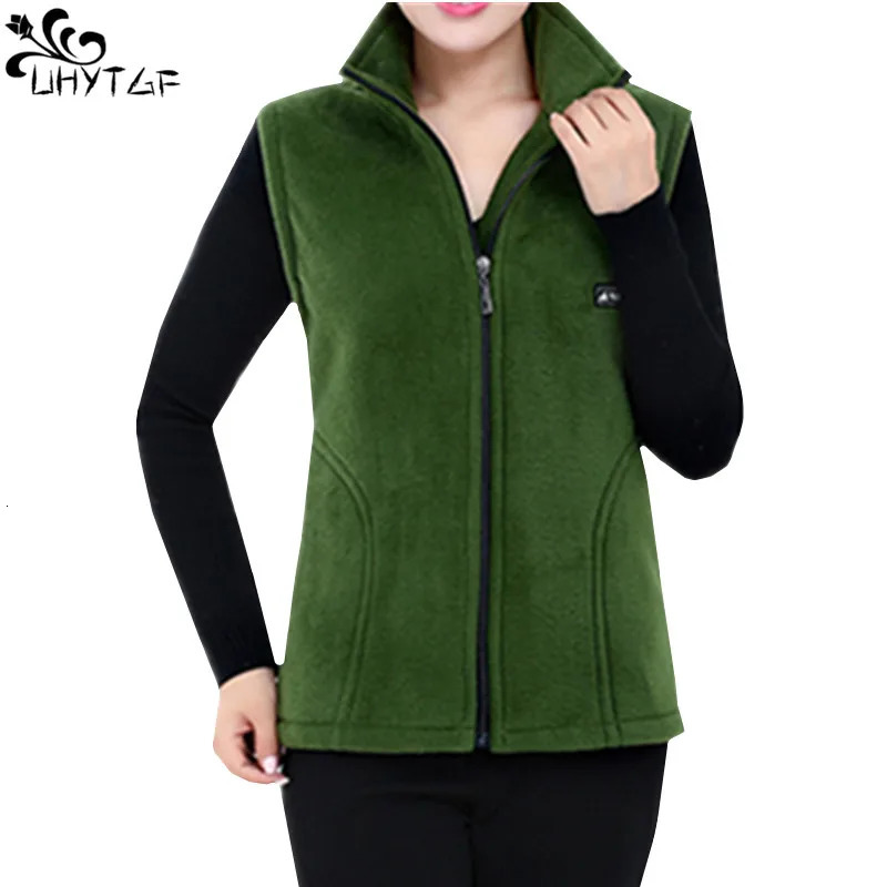 UHYTGF Fleece Coat For Womens Vest 2024 Autumn Sleeveless Vests Women Jacket Fashion Zipper Casual Waistcoat Female 442 241017