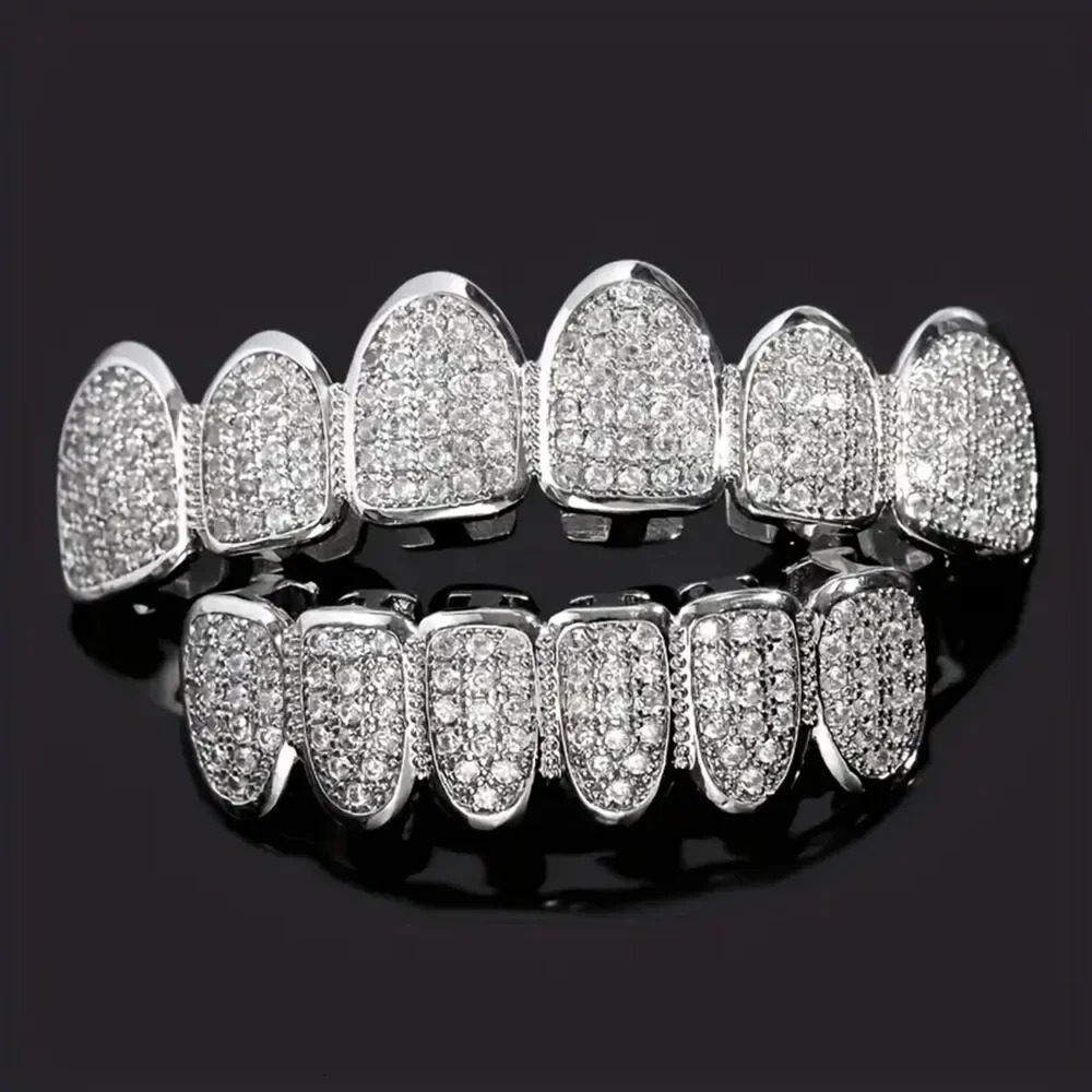 D dents Grilz Ensemble pour la couverture argentée orale supérieure neutre pour les dents amovibles Bijoux de corps de mode 241022ww