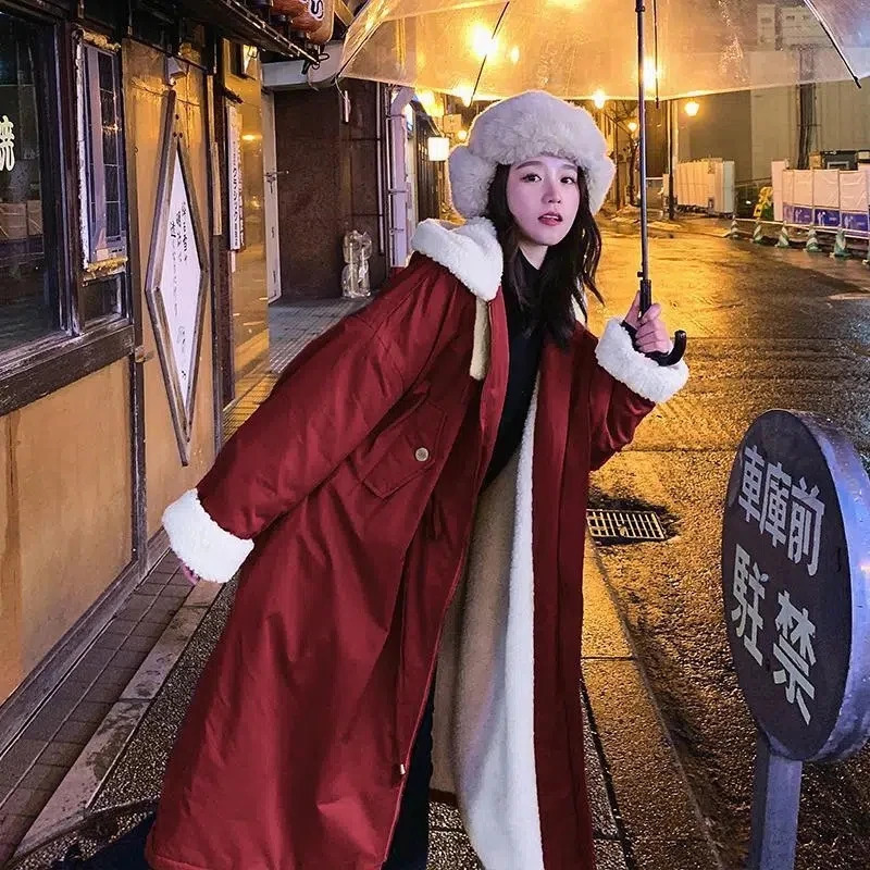 Cashmere coton veste femme lâche hiver plus en velours de neige en velours veste à capuche veste femme longue 241022