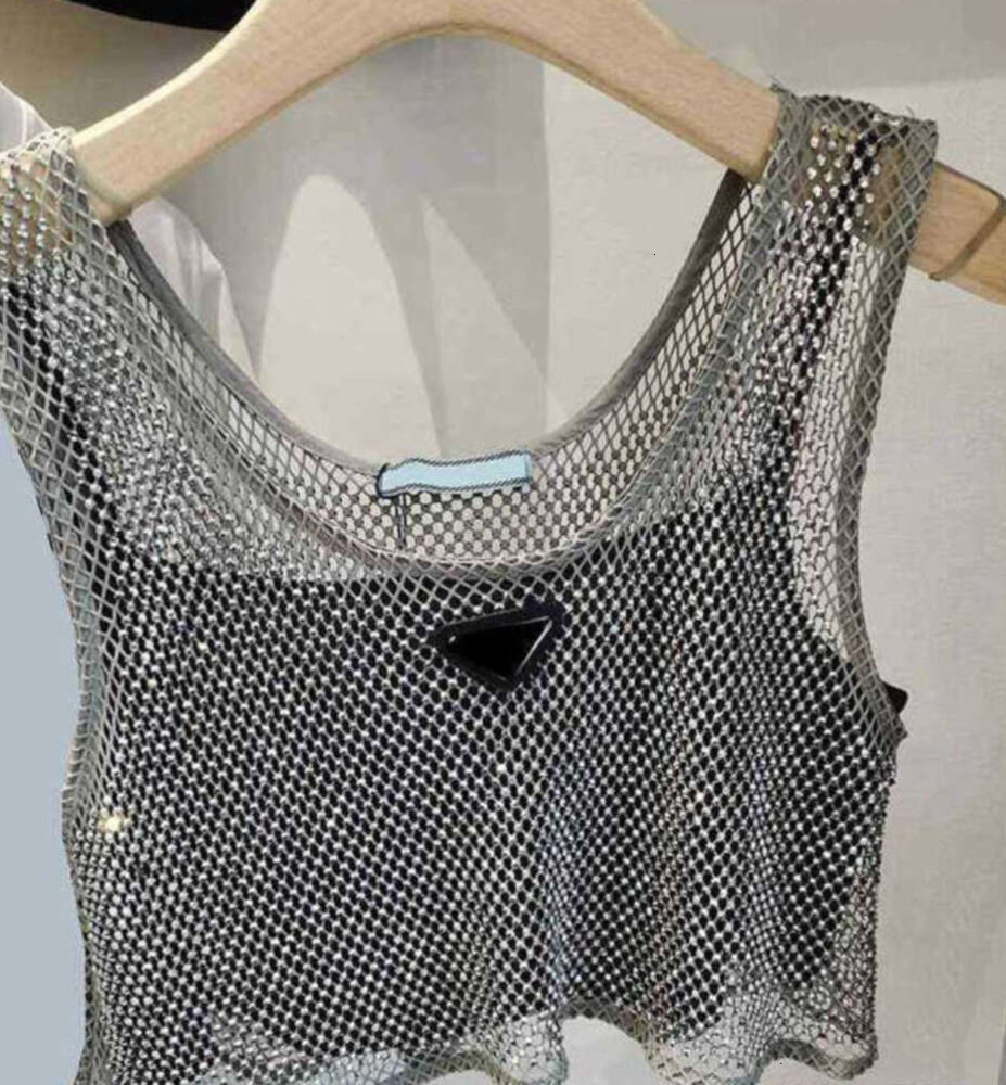 Triangle Badge Diamond Tank Tops Womens Sling Set Camis for Women Sexy Sleeves Summer Vest prx